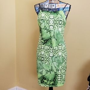 Blue Leopard Womens Green Black Leopard Print Stretch Backless Dress Sz 1X